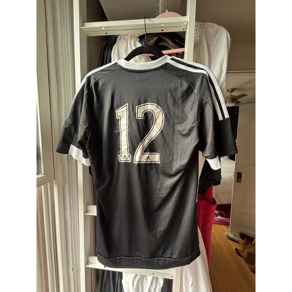 Adidas Soccer Jersey Mens Small Black Allegheny Force FC Climalite Shirt‎ 12